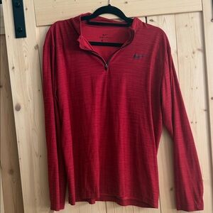 Nike Red Quarter-Zip Long Sleeve Top